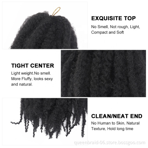 Ombre Marley Twist Hair Soft Synthetic Crochet Braids Hair Extensions Bulk Synthetic Braiding Hair Afro Kinky Marley Braids